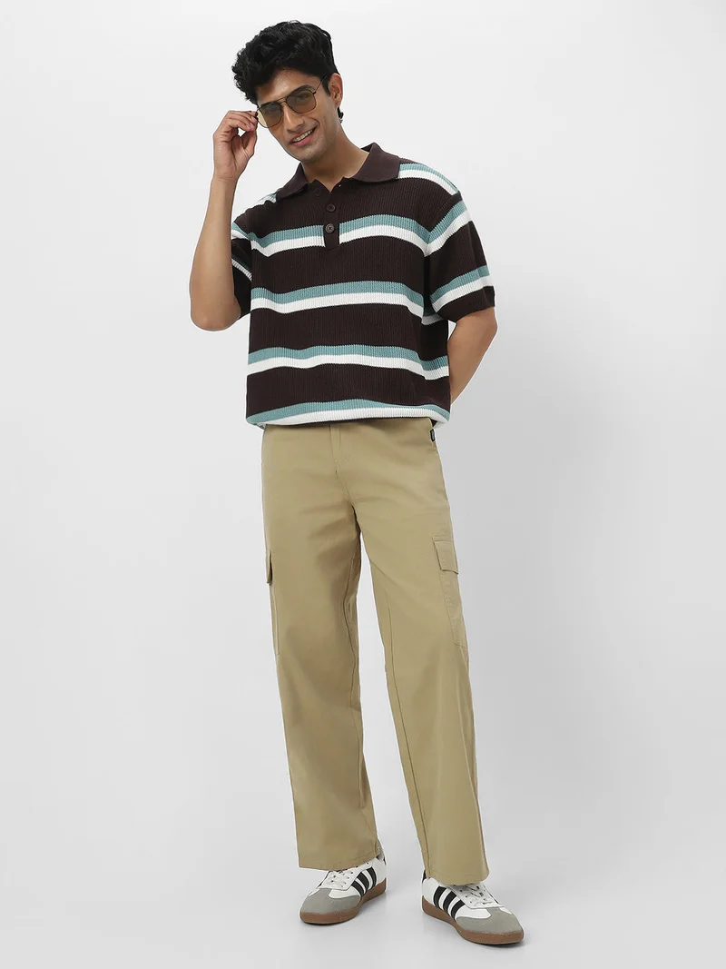 Urbano Fashion  Urbano Fashion Men's Light Olive Loose Baggy Fit Solid Cargo Chino Pant with 6 Pockets Non-Stretchable for Men | Best Price UAE